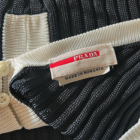 Prada Authenticated Navy Blue White Piping Sleeveless Tank Top Shirt **Sz XXS** - Picture 4 of 4